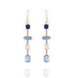 Cerulean 4 Stone Pave Bar Earrings