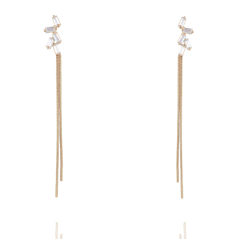 Baguette Zirconia  Glamrock Tassel Earrings