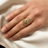 Adiva Green Evil Eye Ring